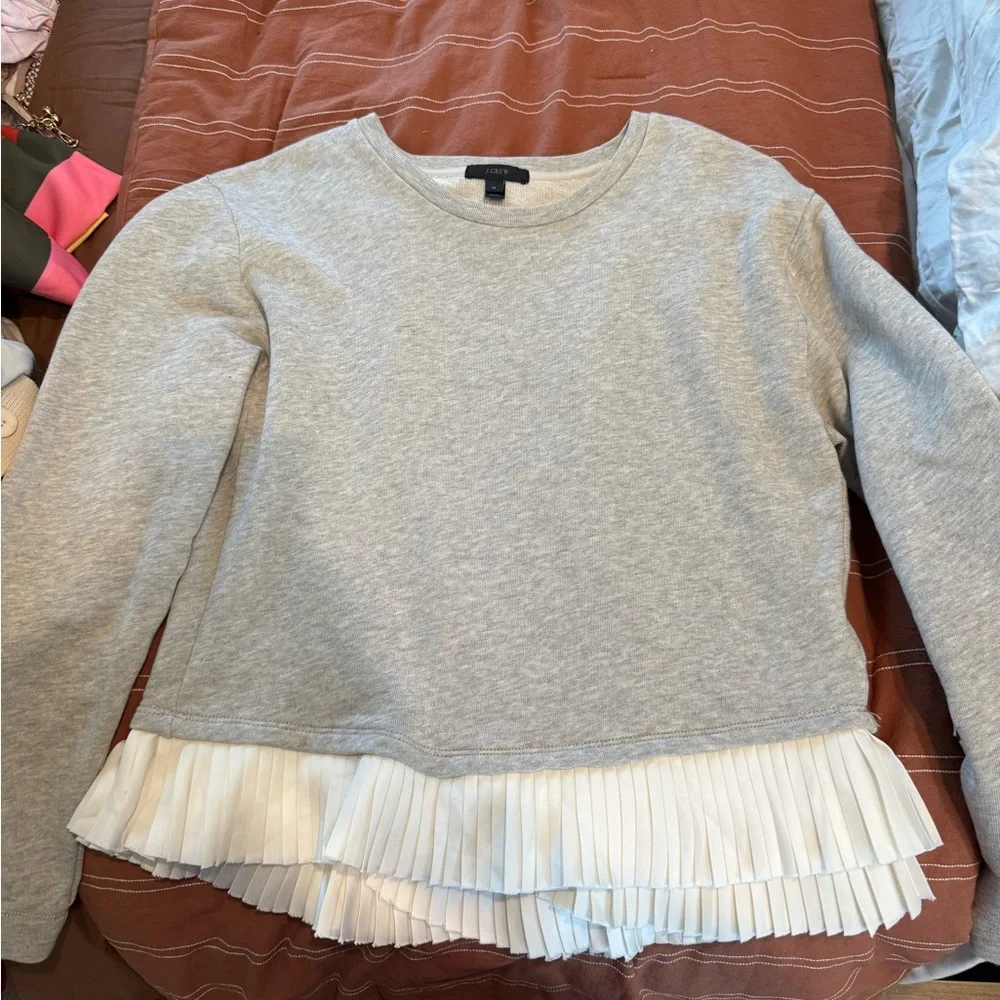 J. CREW Gray Ruffle Hem Women's Top